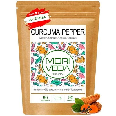 Curcuma + Pfeffer, 90 Caps, Extrakt aus 10.000mg Curcuma, Antioxidant