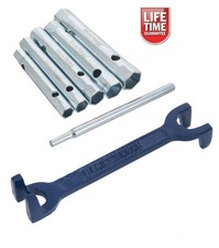 6 PC MONOBLOC TAP BOX SPANNER SET 8-17mm & FIXED CLAW BASIN WRENCH PLUMBING