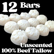 12 Handmade SOAP Bars Bundle, 100% Pure Beef Tallow