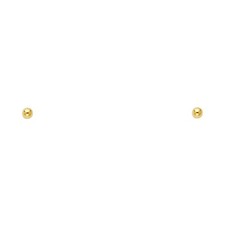 14k Yellow Gold 2mm Tiny Ball Stud Sphere Circle Minimalist Simple Cute Earrings