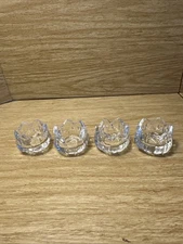 Vintage Clear Glass Lotus Tulip Flower Salt Cellars Set of 4 Spice Dish Cups
