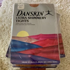 Vintage DANSKIN-NOS-“Toast “ColorUltra Shimmery tights Size “C”.- 120-160lbs