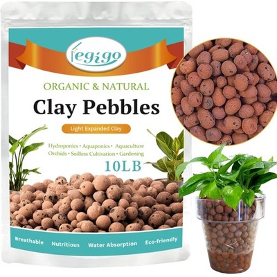 10 LB Organic Leca Clay Pebbles for Plants, 4mm-16mm 100% Natural Leca Balls ...