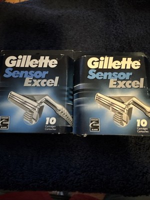 2 Packs Of Gillette Sensor Excel Shaving Cartridges 10ct Each 20 Total Vintage