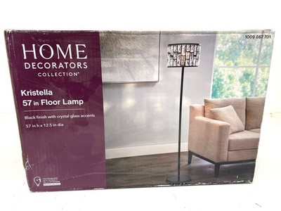Home Decorators Kristella 57 in. Black Crystal Standard Floor Lamp