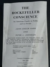 Rockefeller Conscience Uncorrected Proof Harr Johnson 1991 Rare 1st Edition ARC