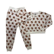 Better Together Gingerbread Man Pajama Set White Christmas Loungewear Womens M