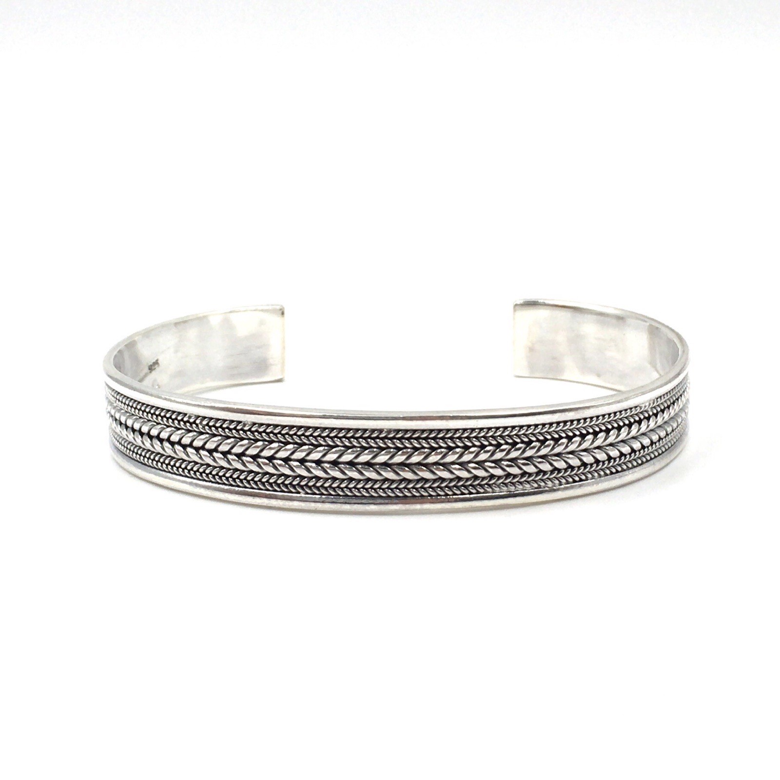 925 Sterling Silver Solid Bangle Modern Bangle Me… - image 4