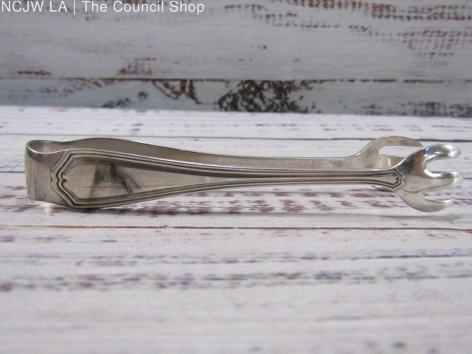 Pinzas vintage para cubo de azúcar de plata esterlina georgiana de abedules con monograma R Foto 4 de 4