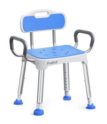 Widened Shower Chair w/ Padded Back Arms Adjustable 400lb Bath Seat