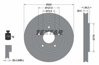 2X Textar 92181503 Bremsscheibe FüR VW Fiat Chrysler Dodge