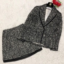 Christian Dior Set Up 36 Tweed Mohair Lace Black Jacket Skirt Ensemble