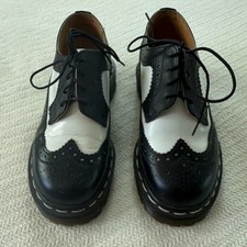Dr. Martens Black White Wingtip Oxford Leather Casual Shoes M Size 5, W size 8