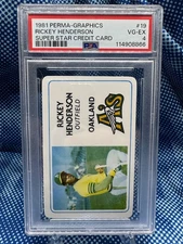 Rickey Henderson - PSA 4 - 1981 Perma-Graphic Super Star Credit Card - 019