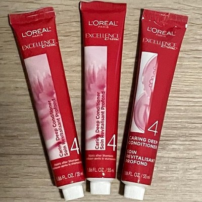 L'OREAL Excellence Creme Deep Conditioner #4 Hair Treatment 1.86 oz Lot 3 Tubes