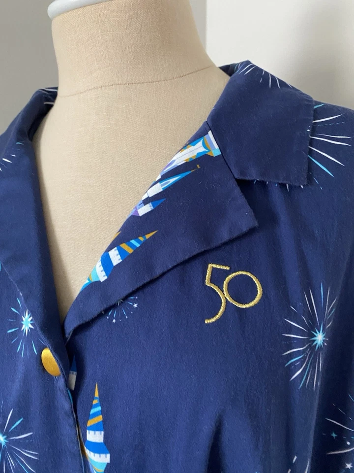 NWOT Disney Parks The Dress Shop 50th Anniversary Navy Blue Castle Dress 2X - Image 4 of 4