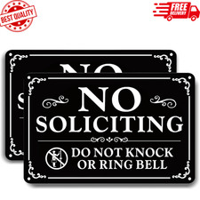 2 Pack No Soliciting Sign for Front Door,9 X 6 Inches Self-Adhesive No Solicitin