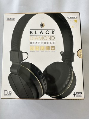 Black Diamond Corded Headphone In-line Mic Folding Stereo Sound Adjustable