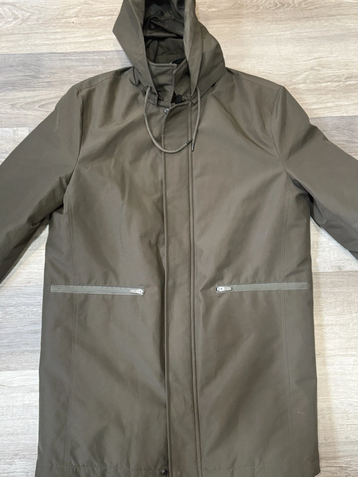 Andrew Marc Men's Mac Style Jacket Sz M Olive Green Removable Hood Gorpcore image 1