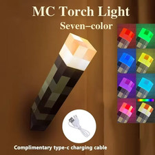 Minecraft Game USB Torch LED Lamp Night Light Rechargeable Home Decor Gift Kids.