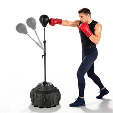 Punching Speed Bag W/Stand Boxing Reflex Ball Adjustable Height Fitness Training