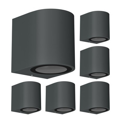 6x Wandleuchte ALSE für außen IP54 Downlight anthrazit matt rund 1x GU10 max.
