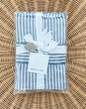 NEW Serena & Lily Stone Harbor Linen Euro Pillow Sham-Navy Blue