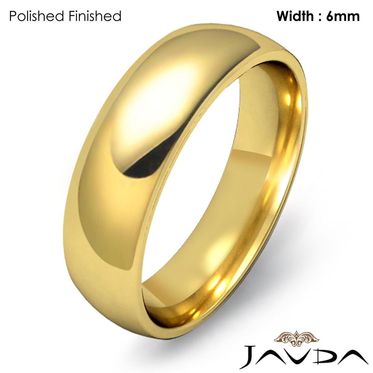 14k Gold Yellow 6mm Light Weight Comfort Men Wedding Band Dome