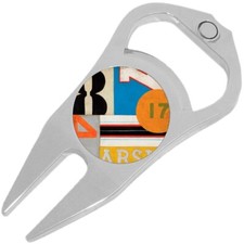 Abstract Numbers Golf Ball Marker Divot Repair Tool Bottle Opener