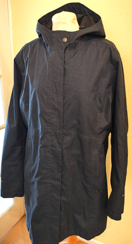 EDDIE BAUER Size XL (20-22) BLUE GOTG RAINCOAT Trench Hooded - Picture 3 of 8