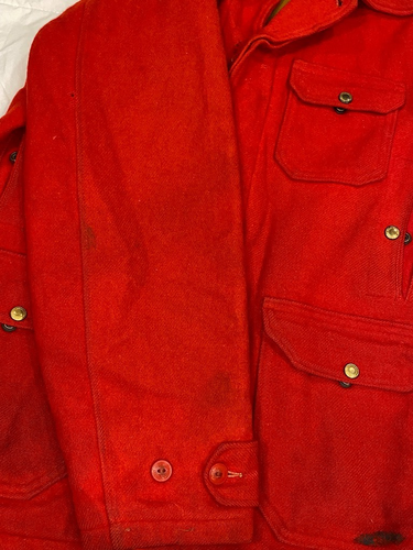 VTG Woolrich Jacket Mens Large 40 Red Hunting Chore Mackinaw Cruiser Barn Coat - Picture 12 of 16