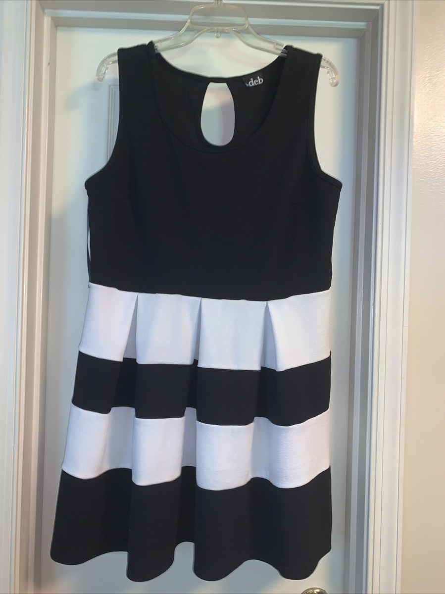 black ballerina style dress Raven Striped Knit Midi Dress - Black/White