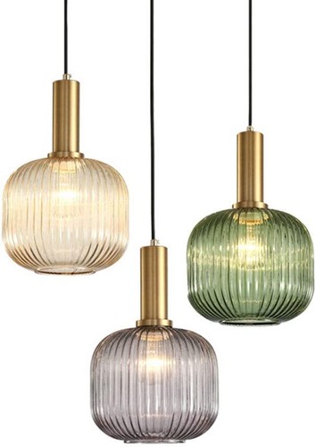Lámpara colgante de vidrio tintada rectangular linterna de techo pantalla LED E27 bombilla - Imagen 16 de 32