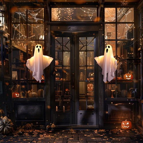 Spooky Halloween leuchtende Geist hängende Lichter für Hof Garten Tür Party Deko - Bild 7 von 20