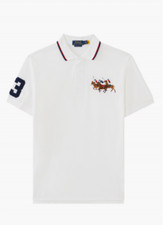 Polo Ralph Lauren L82013 Boy White Triple-Pony Cotton Mesh Polo Shirt XL 18-20 