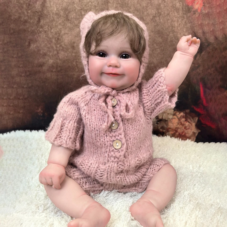 DE 45CM Reborn Baby Puppe Handgefertigt Ganzkörper Silikon-Vinyl XMAS Geschenk - Bild 4 von 4