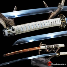 Japanese Edo Crest Koshirae Sharp Tachi Sword Clay Tempered Masterpiece Katana