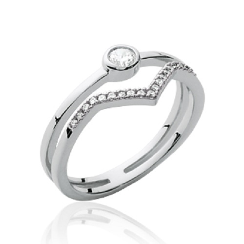 Bague cristal zirconium argent massif 925 anti-allergie femme
