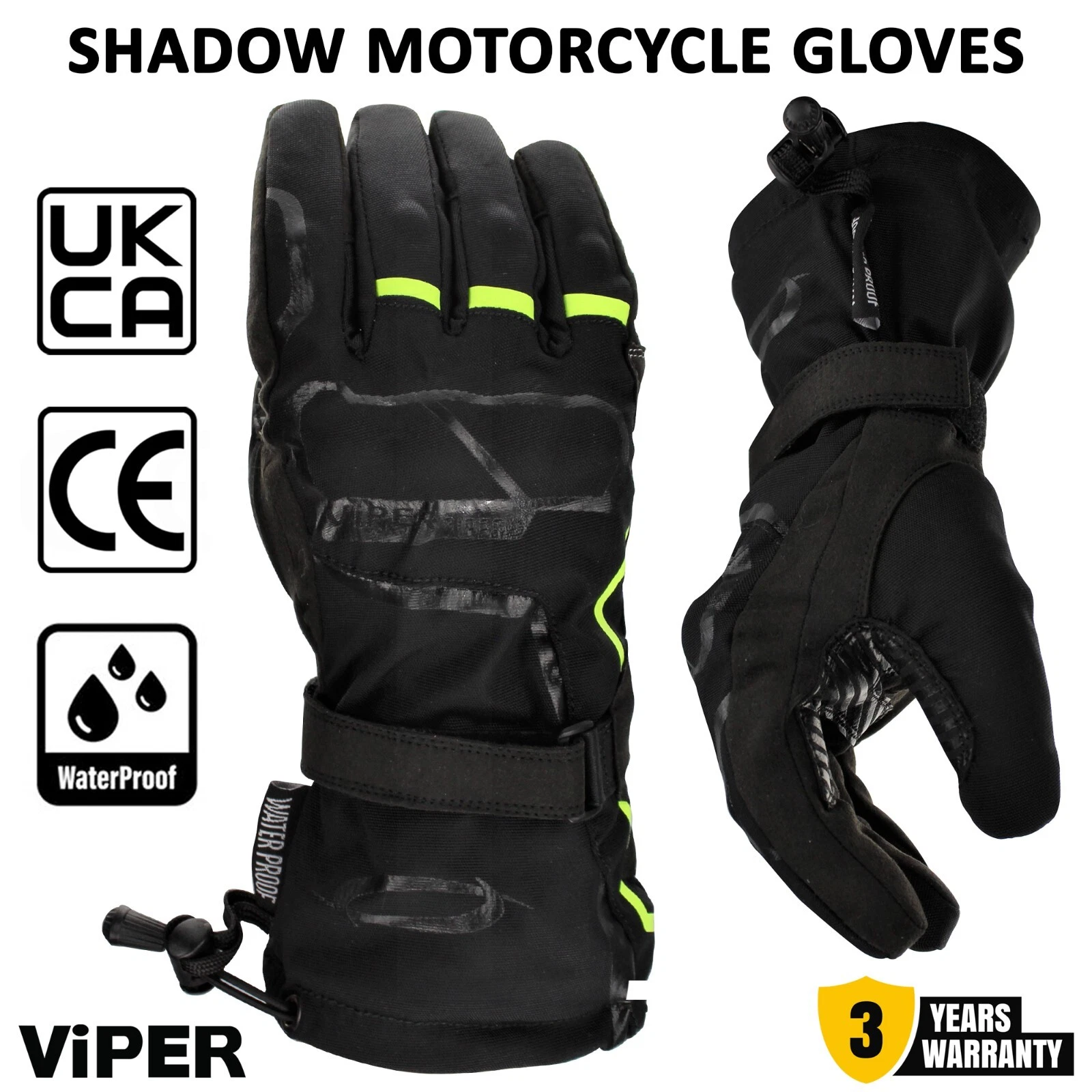 ViPER Motorcycle Textile Gloves Waterproof CE Certified Shadow Motorbike Glove