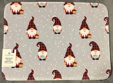 Memory Foam Non-Skid Bath Rug Mat 18" x 24" Christmas Gnome Dwarf Buffalo Plaid