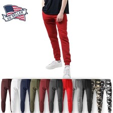 Mens Basic Jogger Pants Fleece Sweatpants Track Trouser Slim Fit Hipster Gym