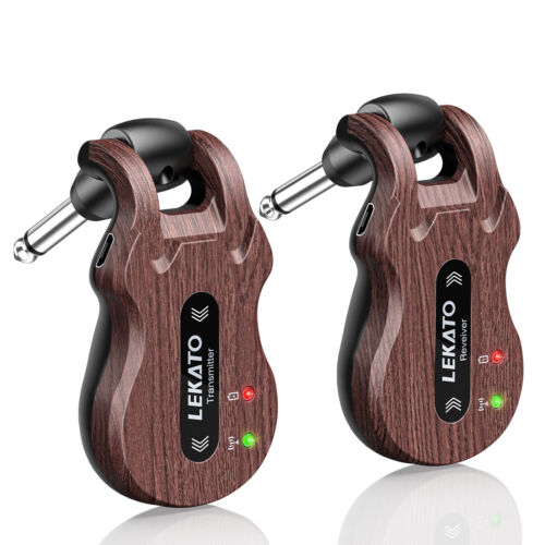 LEKATO Chitarra Wireless Trasmettitore Ricevitore Sistema Basso Set Ricaricabile Marrone - Foto 8 di 8