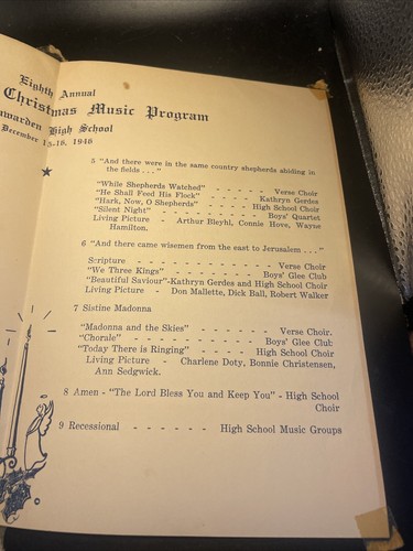 1946 Hawarden High School Iowa Candlelight Christmas Music Program Free Ship - Picture 5 of 8