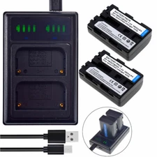 2X Battery+LCD Dual Charger for NP-FM50 NP-FM55H CCD-TRV740 DCR-DVD101D SLR-A100