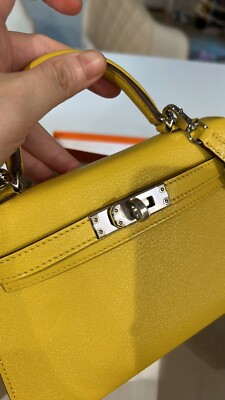 Hermès Jaune De Naples Orange Verso Chevre Mysore Mini Sellier II