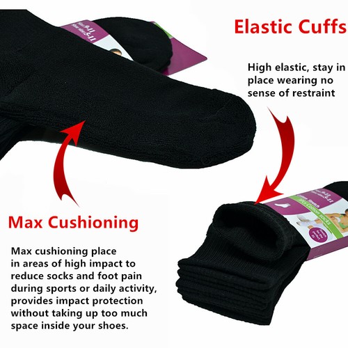 3-12 Pairs For Womens Ankle Athletic Crew Cotton Solid Cushioned Socks Size 9-11 - Picture 3 of 14