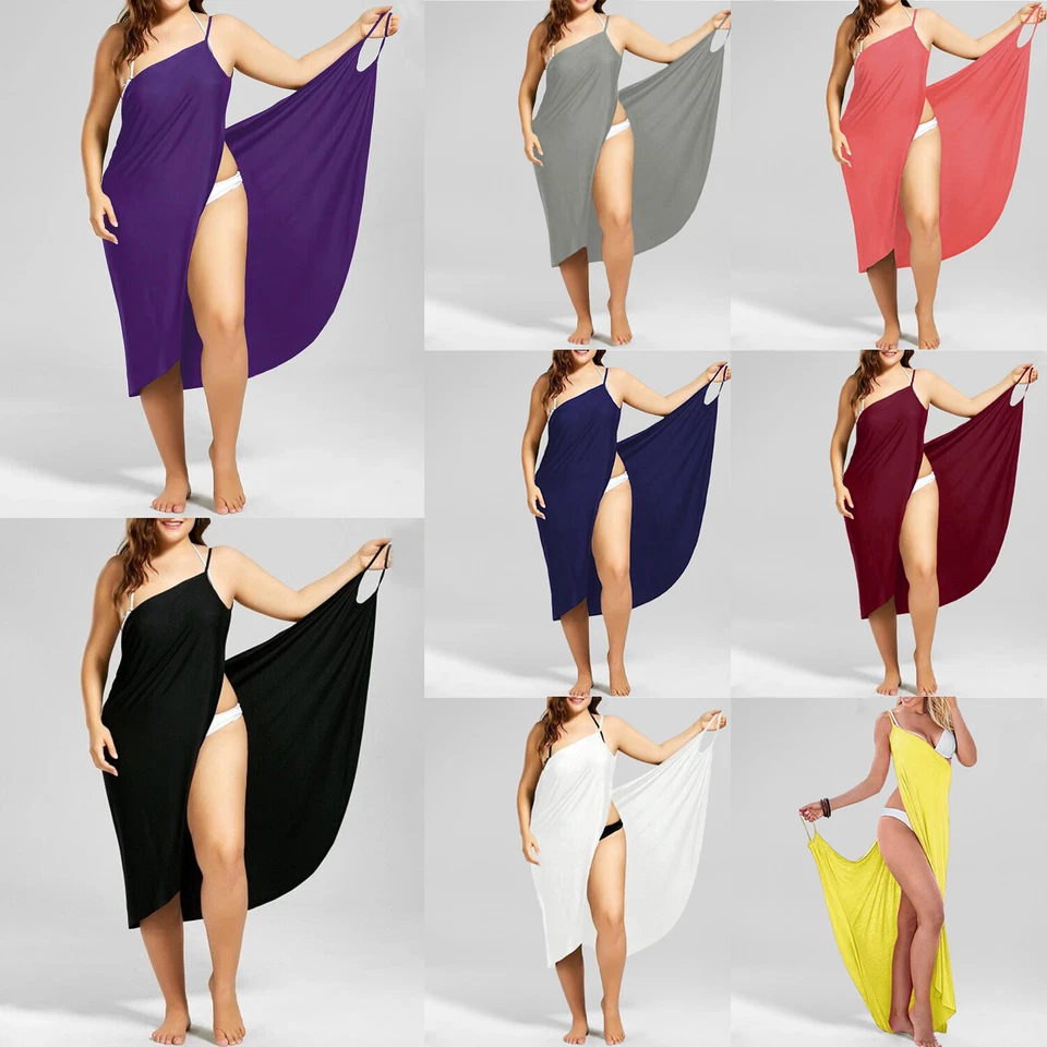 Damen Übergröße Bademode Bikini Cover Vertuschung Pareo Wickeltuch Strandkleid - Bild 3 von 4