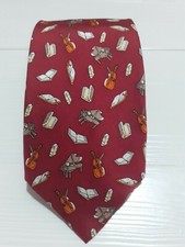 Fabris Venezia cravatta tie 100% seta silk rosso strumenti musica necktie A298