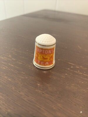 Vintage Lipton's Tea advertising art thimble Fine Porcelain 