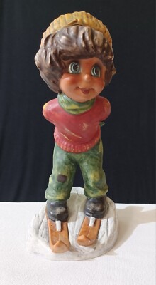 GOEBEL Figurine Signed Michael T.   Skier 1971 Mic 13. 8.5'' T × 5.5 L × 3.5 W